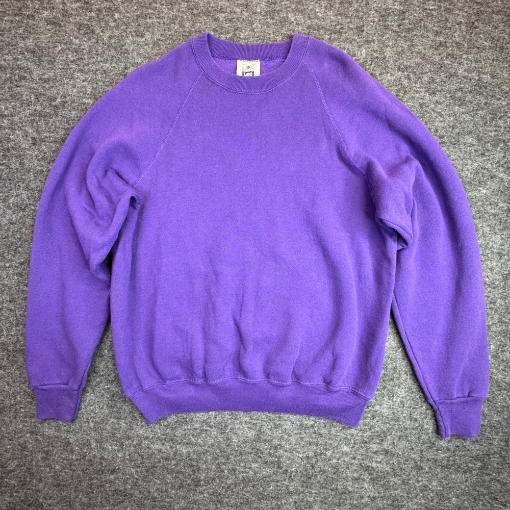 Vintage 90s Lee Crewneck Sweatshirt Mens L Purple Heavyweight Fleece Made in USA